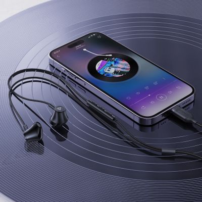 6. Acefast L2 In-Ear-Kopfhörer mit USB-C-Anschluss, Mikrofon und Fernbedienung 1,2 m – Schwarz