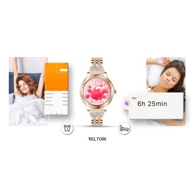 20. VELTORI VT350-1 Damen-Smartwatch mit roségoldenem Armband