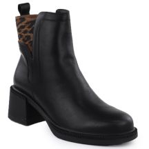 Schwarze Leder-Ankle-Boots mit Blockabsatz, Vinceza 26-66855