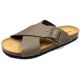 Bio Bio Schuhe Herren-Slipper, profilierte Flip-Flops, Naturleder, braun