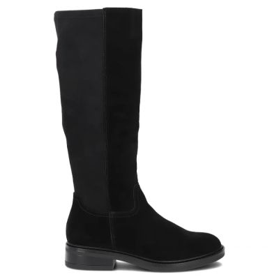 Schwarze Lederstiefel mit Stretch-Einsatz Filippo DKZ8222