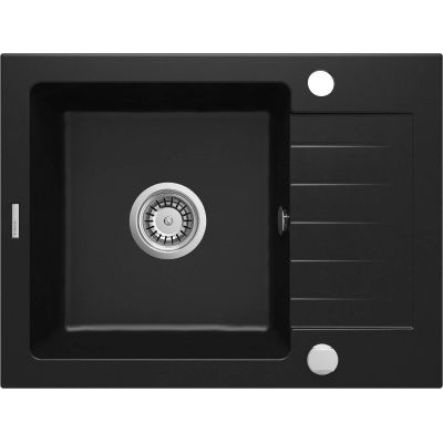 DEANTE ZORBA ZQZN11A Granitspüle, 1 Becken, mit Abtropffläche (schwarz)