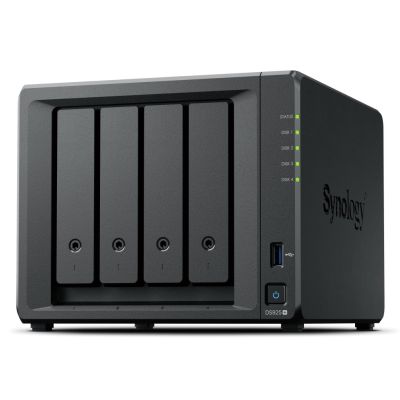 Synology DS925+ NAS; Tower; 4x (3,5" SATA HDD); AMD Ryzer V1500B; 4 GB DDR4 ECC SODIMM (max. 32 GB)