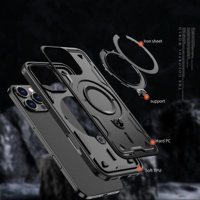 2. Hybrid Armor Trendige Hülle mit MagSafe für iPhone 16 Pro Max – Schwarz