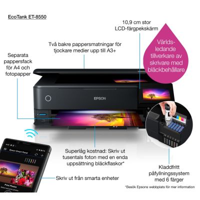 26. Epson EcoTank ET-8550 A3 Tintenstrahl-Multifunktionsdrucker 5760 x 1440 DPI 32 Seiten pro Minute WLAN