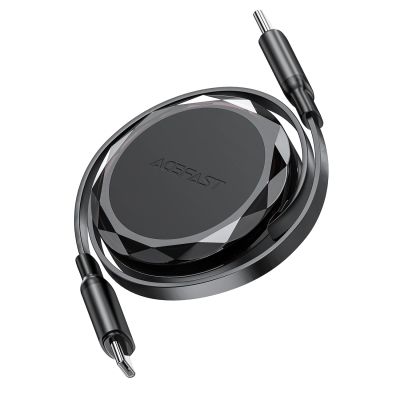 3. Acefast C13-03 USB-C – USB-C 60 W einziehbares Kabel – Schwarz