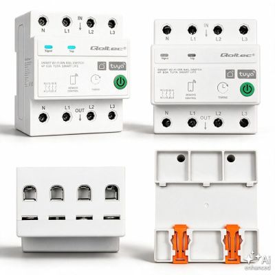 3. Qoltec Dreiphasenrelais 63A für DIN-Schiene | 3P+N | Timer | WLAN | Tuya | Smart Life | Amazon Alexa | 4P