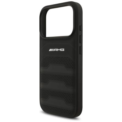 6. AMG Lederhülle mit geprägtem Linien-Logo für iPhone 17 Pro – Schwarz