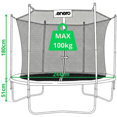 5. Faltbares Gartentrampolin mit Innennetz, 8 Fuß (244 cm), Enero
