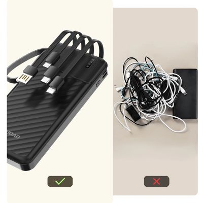 7. Dudao K11 10000mAh Powerbank mit integrierten Kabeln - Schwarz