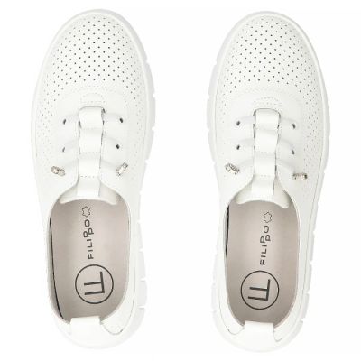 5. Damen-Lederschuhe mit Lochmuster, weiß, Filippo DP7671