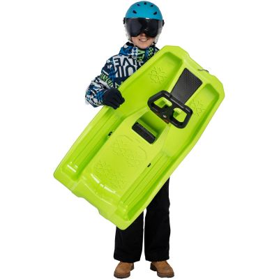 11. Kunststoffschlitten mit Bremse und Lenker, Weihnachtsmann-Motiv, 97 x 53 x 25 cm, Grün