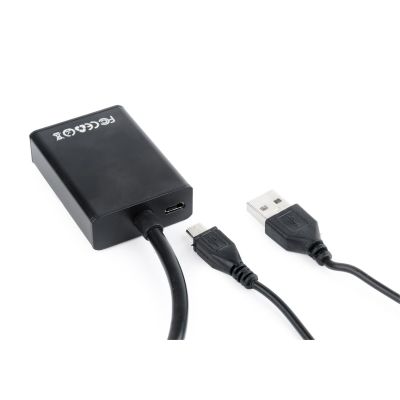 2. GEMBIRD A-VGA-HDMI-01 Adapter (HDMI F - D-Sub (VGA), 3,5 mm Stereo-Klinkenbuchse, USB 2.0 M; 0,15 m; schwarz)