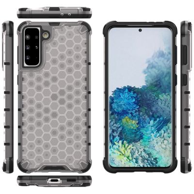 12. Wabenhülle Panzerhülle mit Gelrahmen für Samsung Galaxy S22+ (S22 Plus) transparent