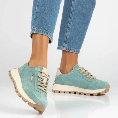 2. Grüne Plateau-Sneaker aus Leder, Modell Filippo DP7498