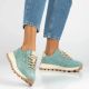 2. Grüne Plateau-Sneaker aus Leder, Modell Filippo DP7498