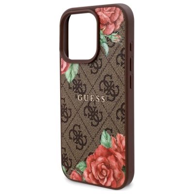 6. Guess GUHMP16LP4ROPEMCW iPhone 16 Pro 6,3" braun/braunes Hardcase 4G Flowers Print MagSafe