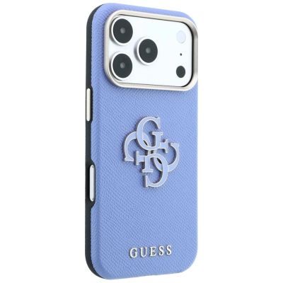 4. Guess Grained & Big Resin Logo Hülle für iPhone 18 Pro / 17 Pro - blau
