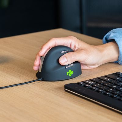 9. Ergonomische Maus für Rechtshänder R-Go Pele HE USB groß schwarz/silber (Einzelhandel)