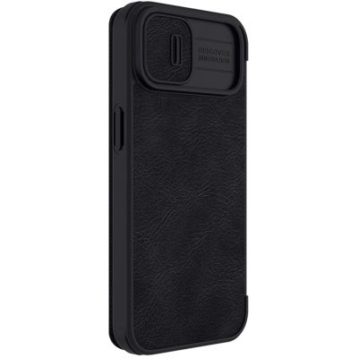 7. Nillkin Qin Leder Pro Hülle iPhone 14 Plus Kamera Cover Holster Cover Flip Case Schwarz