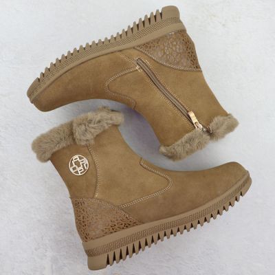 4. Damen-Ankle-Boots aus Wildleder mit Fellbesatz, braun, Filippo DBT7271