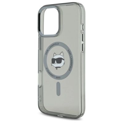 6. Karl Lagerfeld IML Metal Choupette Head MagSafe Hülle für iPhone 16 Pro Max - Schwarz