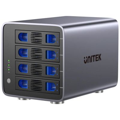 Unitek RAID-Gehäuse für SATA 2,5"/3,5"-Festplatten, 8 Modi, 80 TB, USB-C