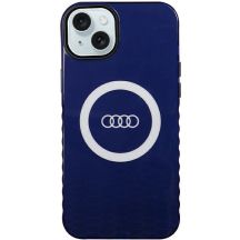 Audi IML Big Logo MagSafe Hülle für iPhone 15 Plus / 14 Plus – blau
