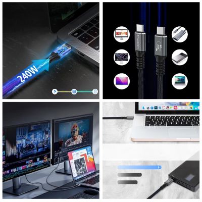 9. Wozinsky WPS-UY42S USB-C USB4-Kabel 40 Gbit/s 240 W 2 m 4K - Schwarz