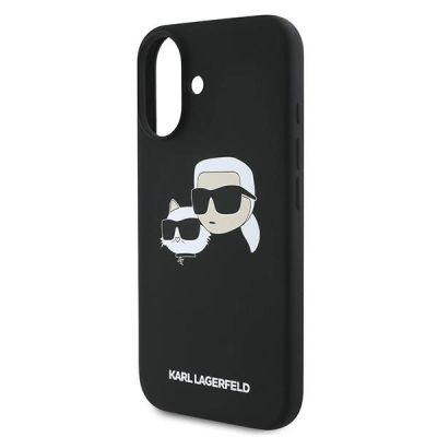 6. Karl Lagerfeld Silikon Case Nauble Heads Print MagSafe für iPhone 16 Plus - Schwarz