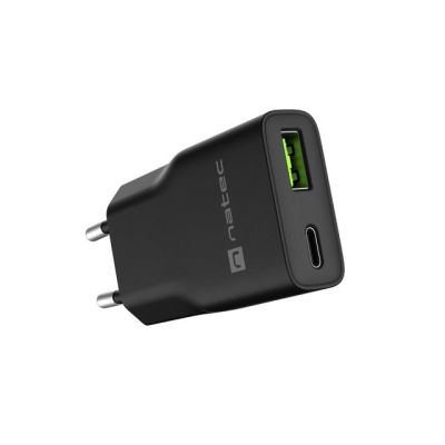 5. NATEC RIBERA GAN SLIM WANDLADEGERÄT 1x USB-A + 1x USB-C 20W SCHWARZ