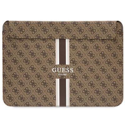 Guess 4G Printed Stripes Hülle für einen 16-Zoll-Laptop – Braun