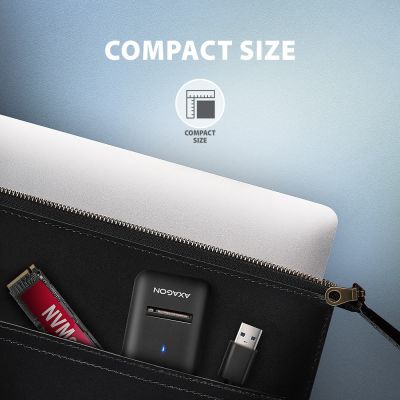 5. Axagon ADM2-AM SSD-Gehäuse mit USB-A 10 Gbit/s – M.2 NVMe & SATA SSD-Adapter, 10 cm langes USB-A-Kabel, Schwarz