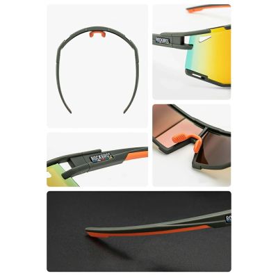3. Rockbros SP258 ROAD TO SKY Radbrille mit polarisierten orangefarbenen Gläsern - Grün