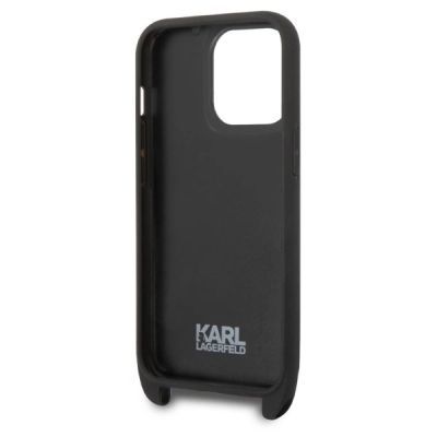 4. Karl Lagerfeld KLHCP14LSTMK iPhone 14 Pro 6.1" Hardcase schwarz/schwarz Monogram Plaque Logo Strap
