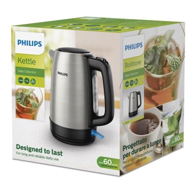 3. Philips Daily Collection Wasserkocher aus Metall, 1,7 l – mit Federdeckel und Füllstandsanzeige