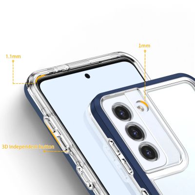 4. Klare 3in1 Hülle für Samsung Galaxy S23 Silikonhülle mit Rahmen blau