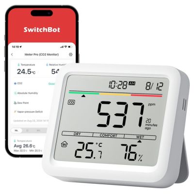 2. SwitchBot Meter Pro (CO2-Monitor) Weißes LCD-Akku
