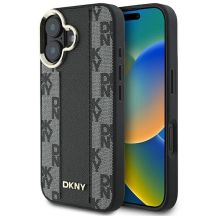 DKNY Checkered Pattern Magsafe Hülle für iPhone 16 Plus – Schwarz