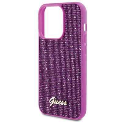 6. Guess Disco Metal Script Hülle für iPhone 15 Pro – Rosa