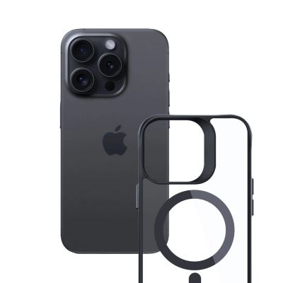 8. 3mk Satin Armor MagCase Hülle mit MagSafe für iPhone 15 Pro Max – transparent mit schwarzem Rahmen