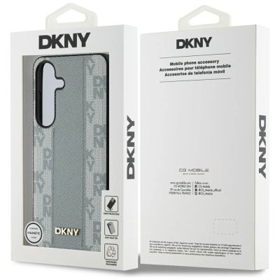8. DKNY Lederhülle mit Karomuster und MagSafe-Funktion für Samsung Galaxy S25, taupe