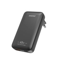 Dudao A65Q 65W GaN Reise-Wandladegerät USB-A / USB-C PD Ultradünn EU / US - Schwarz