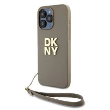 DKNY Wrist Strap Stock Logo Hülle für iPhone 15 Pro Max – Beige