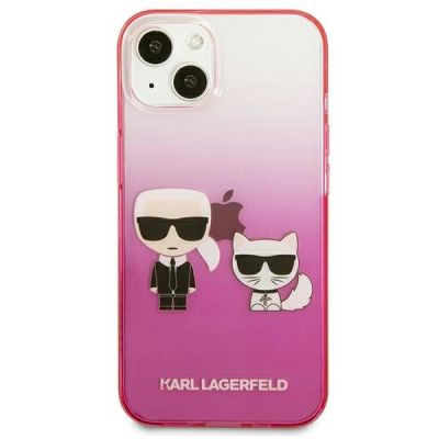 3. Karl Lagerfeld Gradient Ikonik Karl&Choupette Hülle für iPhone 13 mini - Pink
