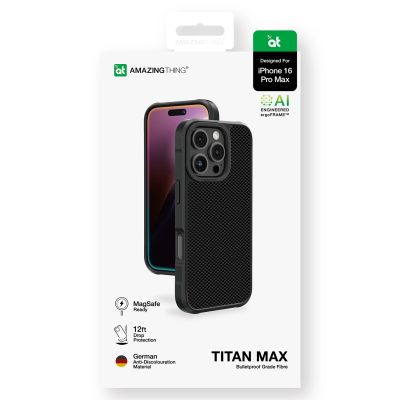 5. AmazingThing Titan Max Case mit 600D Aramidfasern für iPhone 16 Pro Max - Schwarz