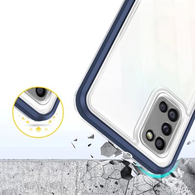 6. Klare 3in1 Hülle für Samsung Galaxy A03s (166) Rahmen Gel Cover Blau