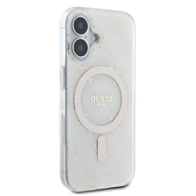 4. Guess IML 4G Background MagSafe Hülle für iPhone 16 Plus – weiß