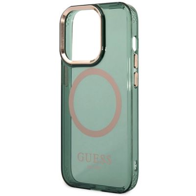 6. Guess GUHMP14XHTCMA iPhone 14 Pro Max 6,7" grün/khaki Hartschale Gold Outline Translucent MagSafe