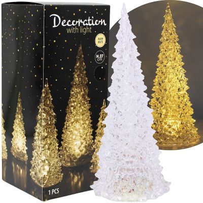 13. Dekorativer Weihnachtsbaum, transparent, warmweiß, 27 cm